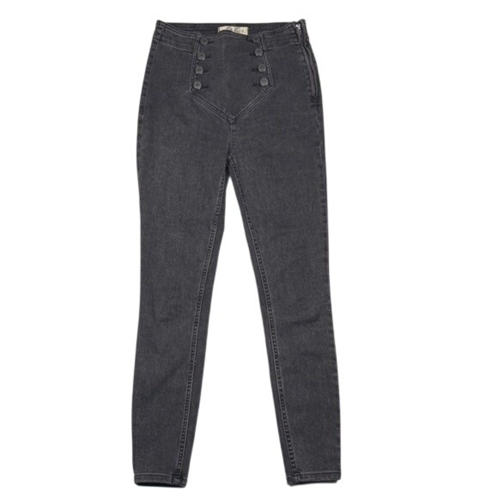 Free People We The Free Sailor Skinny Jeans High Rise Side Zip Black Size 25